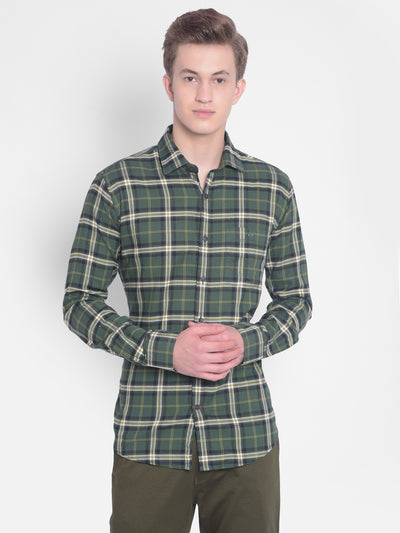 Green Checked Shirt-Men Shirts-Crimsoune Club