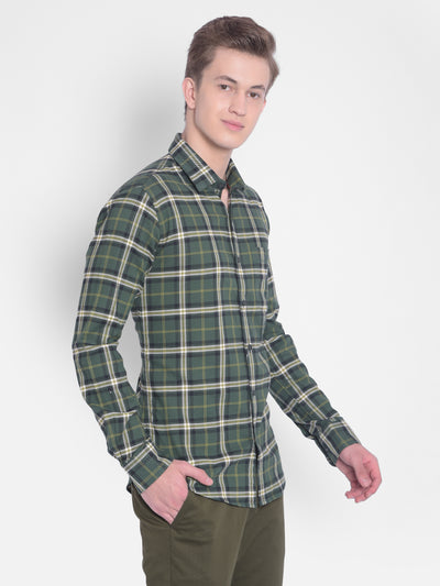 Green Checked Shirt-Men Shirts-Crimsoune Club