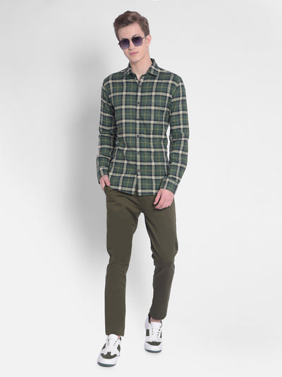 Green Checked Shirt-Men Shirts-Crimsoune Club