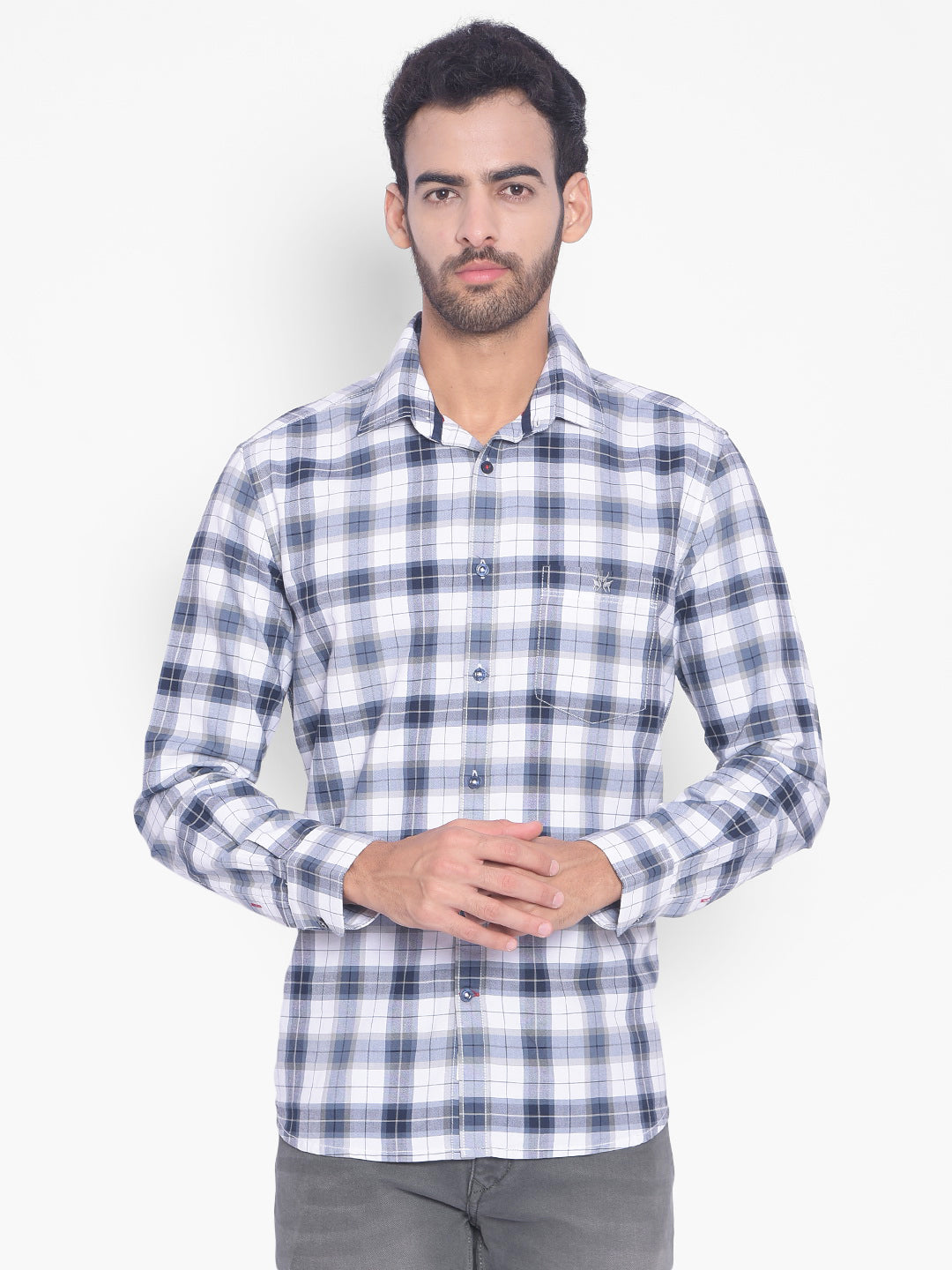 Grey Checked Shirt-Mens Shirts-Crimsoune Club