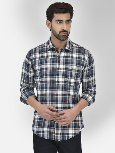 Blue Checked Shirt-Men Shirts-Crimsoune Club