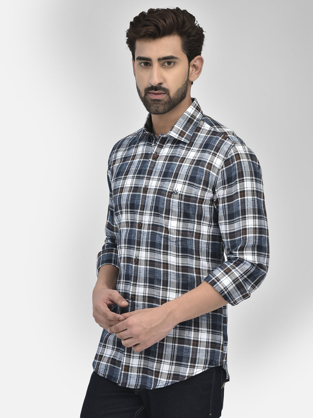 Blue Checked Shirt-Men Shirts-Crimsoune Club