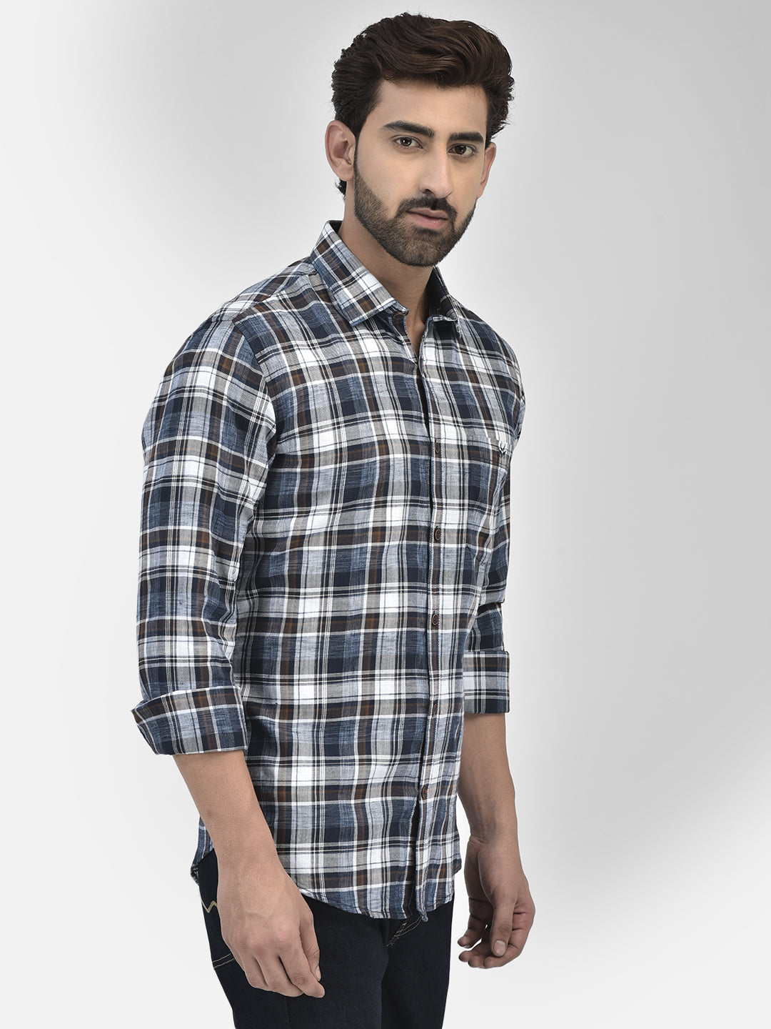 Blue Checked Shirt-Men Shirts-Crimsoune Club