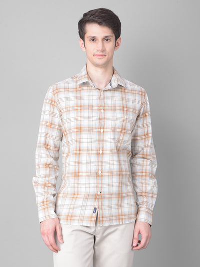 Beige Checked Shirt-Men Shirts-Crimsoune Club