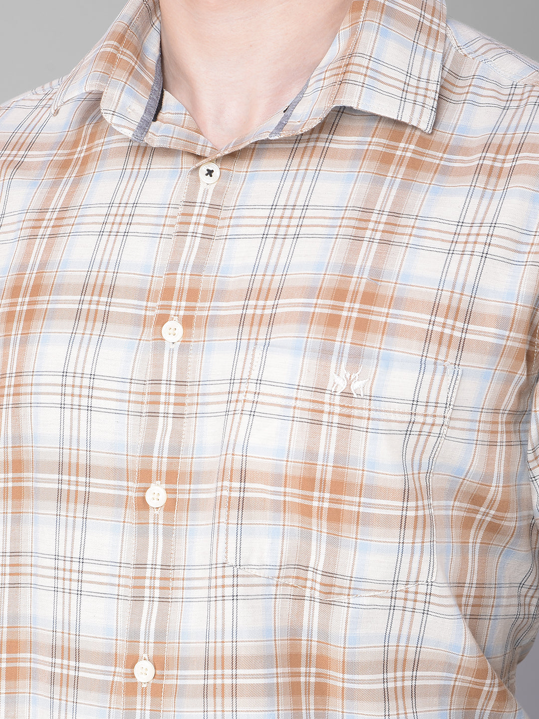 Beige Checked Shirt-Men Shirts-Crimsoune Club