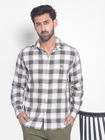 Olive Checked Shirt-Men Shirts-Crimsoune Club