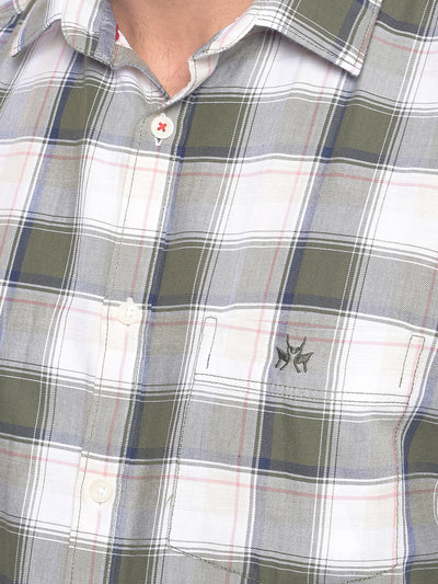 Olive Checked Shirt-Men Shirts-Crimsoune Club