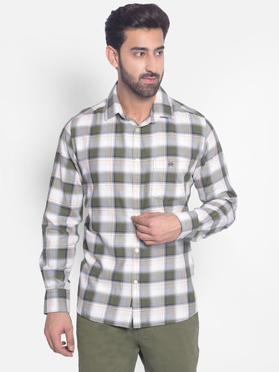 Olive Checked Shirt-Men Shirts-Crimsoune Club