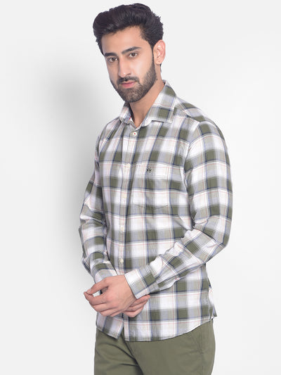 Olive Checked Shirt-Men Shirts-Crimsoune Club