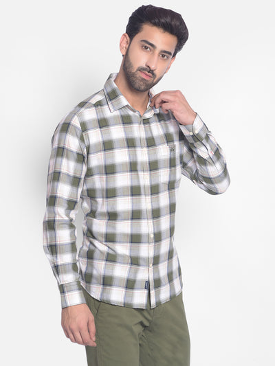 Olive Checked Shirt-Men Shirts-Crimsoune Club