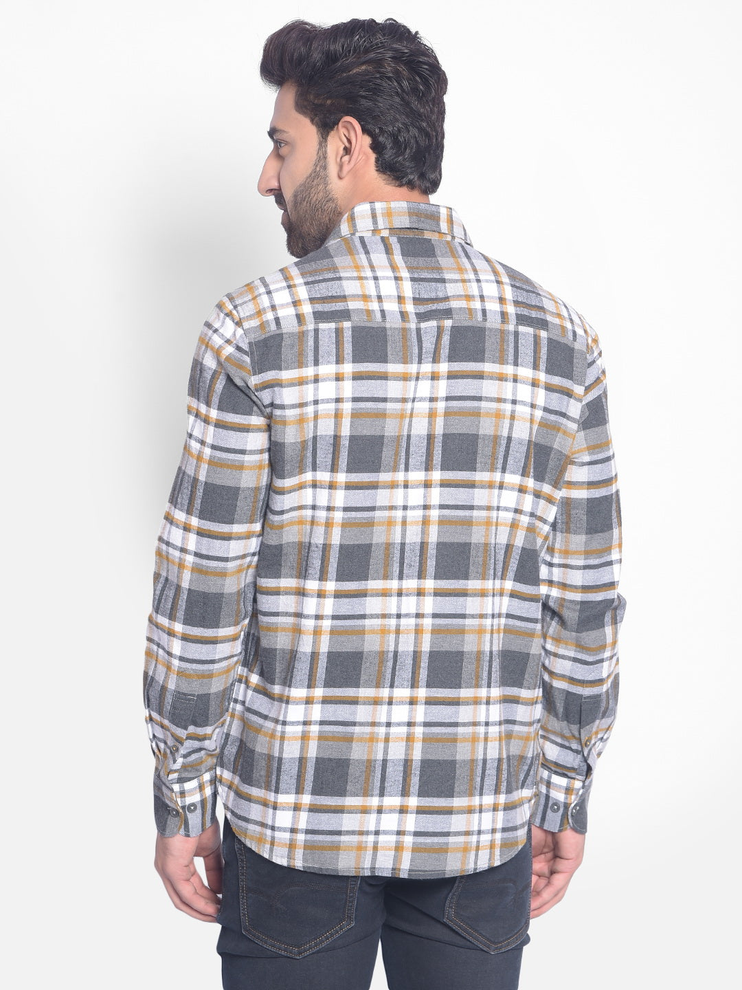 Grey Checked Shirt-Men Shirts-Crimsoune Club