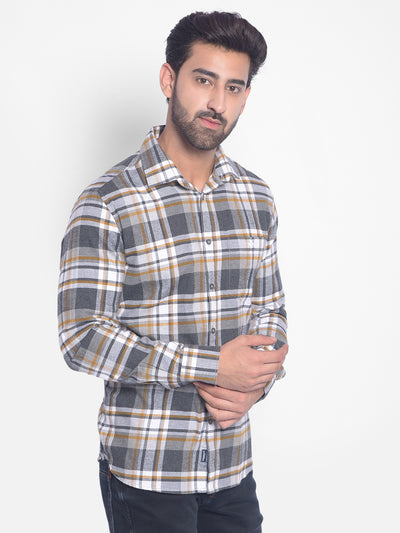 Grey Checked Shirt-Men Shirts-Crimsoune Club