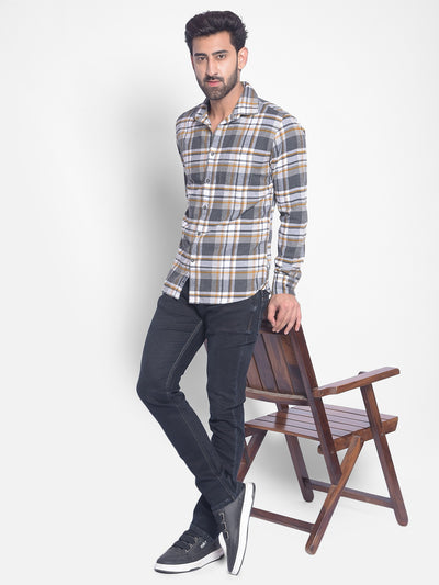 Grey Checked Shirt-Men Shirts-Crimsoune Club