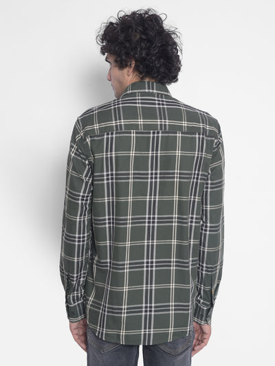 Olive Checked Shirt-Men Shirts-Crimsoune Club