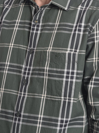 Olive Checked Shirt-Men Shirts-Crimsoune Club