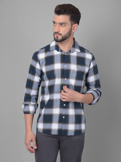 Blue Checked Shirt-Men Shirts-Crimsoune Club