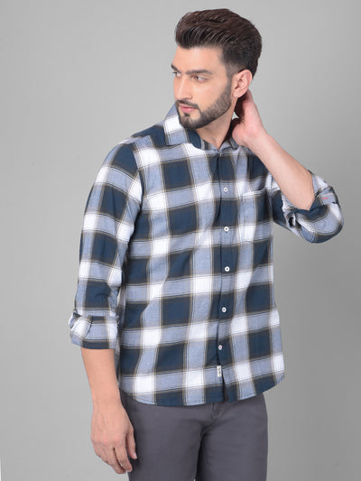 Blue Checked Shirt-Men Shirts-Crimsoune Club