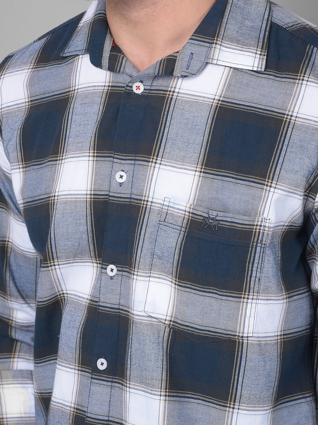 Blue Checked Shirt-Men Shirts-Crimsoune Club