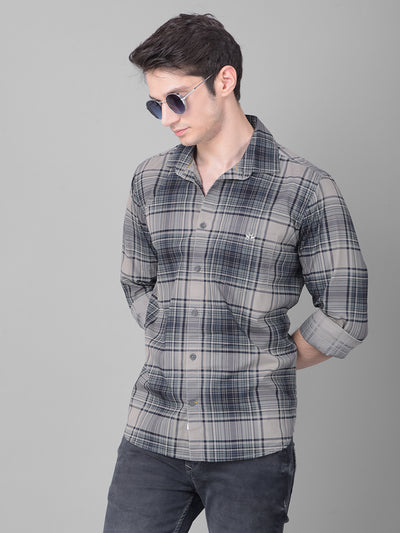 Grey Checked Shirt-Men Shirts-Crimsoune Club