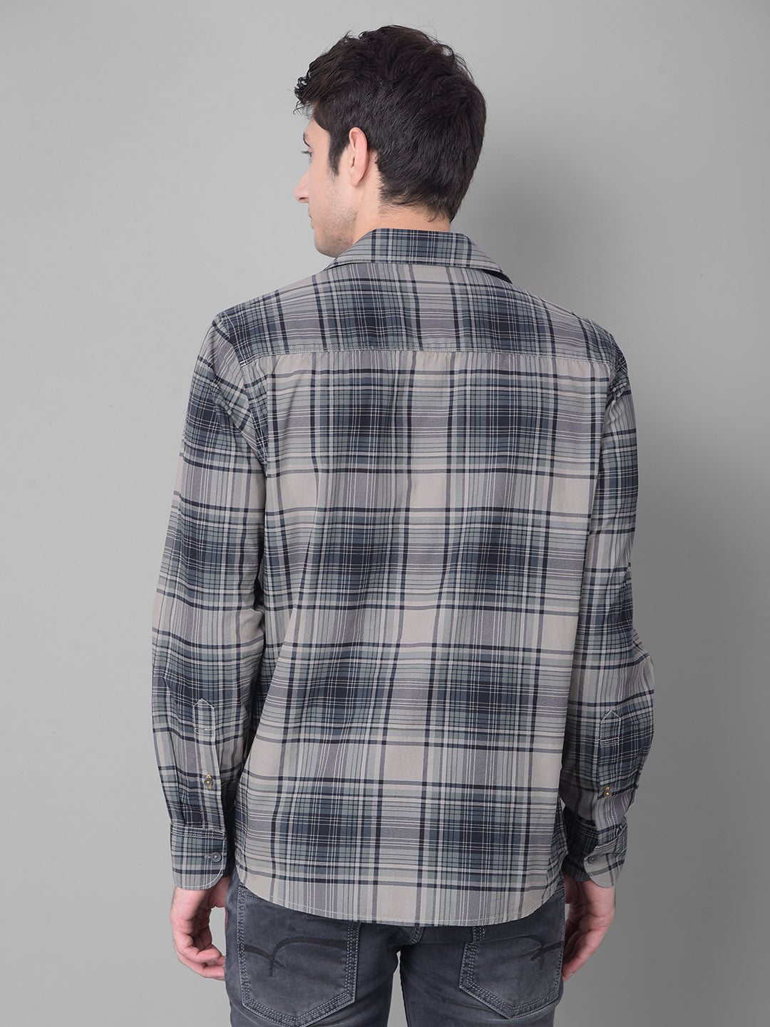 Grey Checked Shirt-Men Shirts-Crimsoune Club