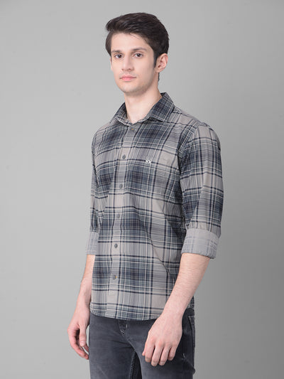 Grey Checked Shirt-Men Shirts-Crimsoune Club