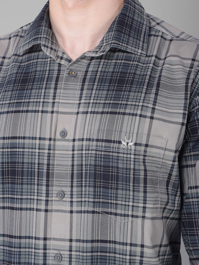 Grey Checked Shirt-Men Shirts-Crimsoune Club