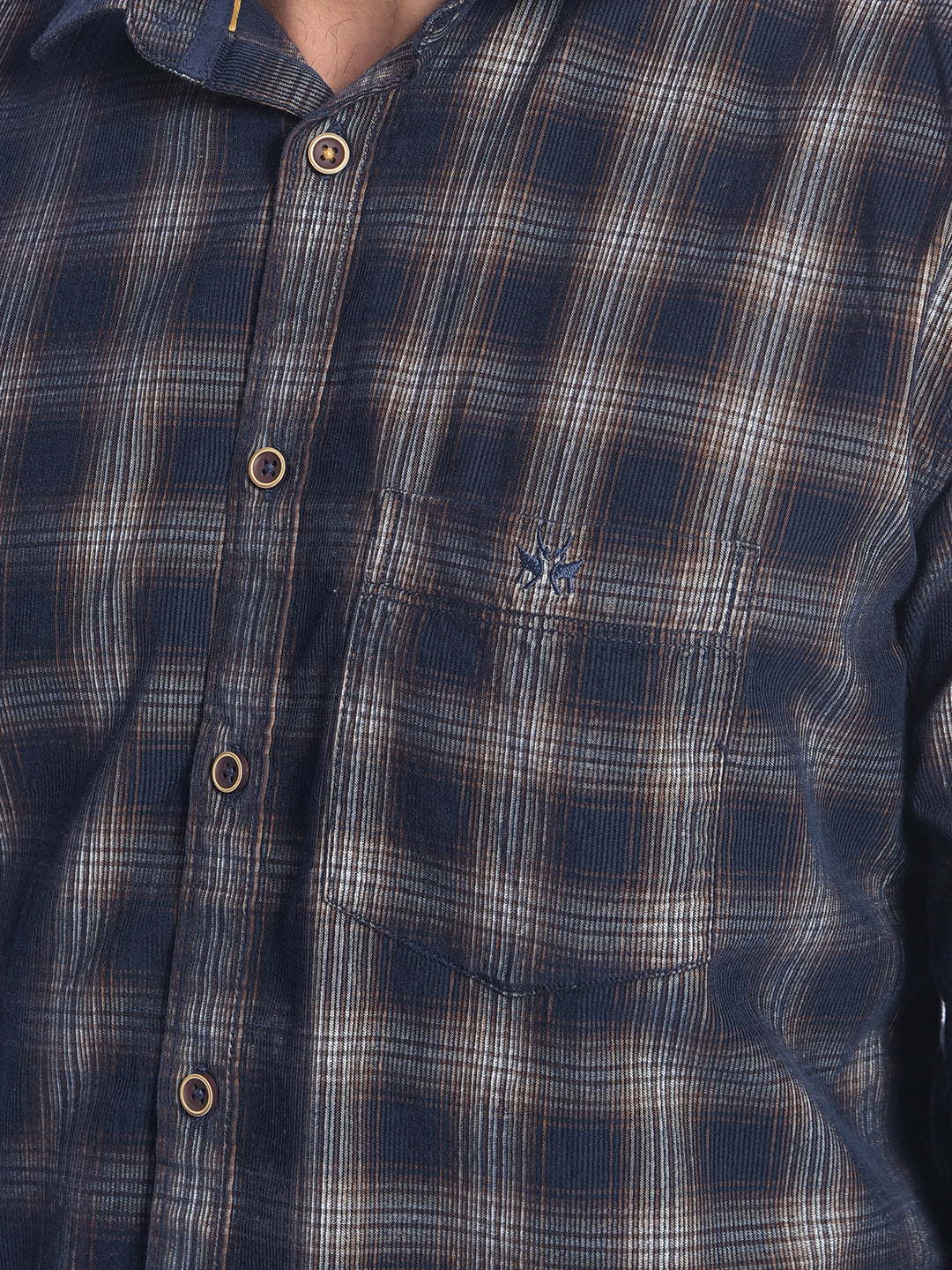 Navy Blue Checked Shirt-Men Shirts-Crimsoune Club