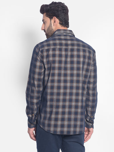 Navy Blue Checked Shirt-Men Shirts-Crimsoune Club