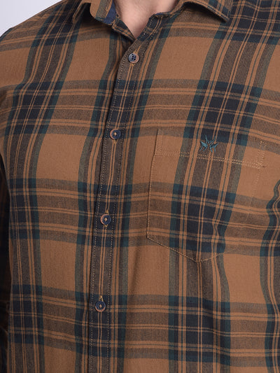 Brown Checked Shirt-Men shirts-Crimsoune Club