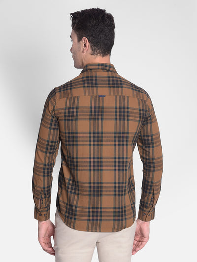 Brown Checked Shirt-Men shirts-Crimsoune Club