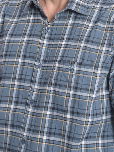 Blue Checked Shirt-Men Shirts-Crimsoune Club