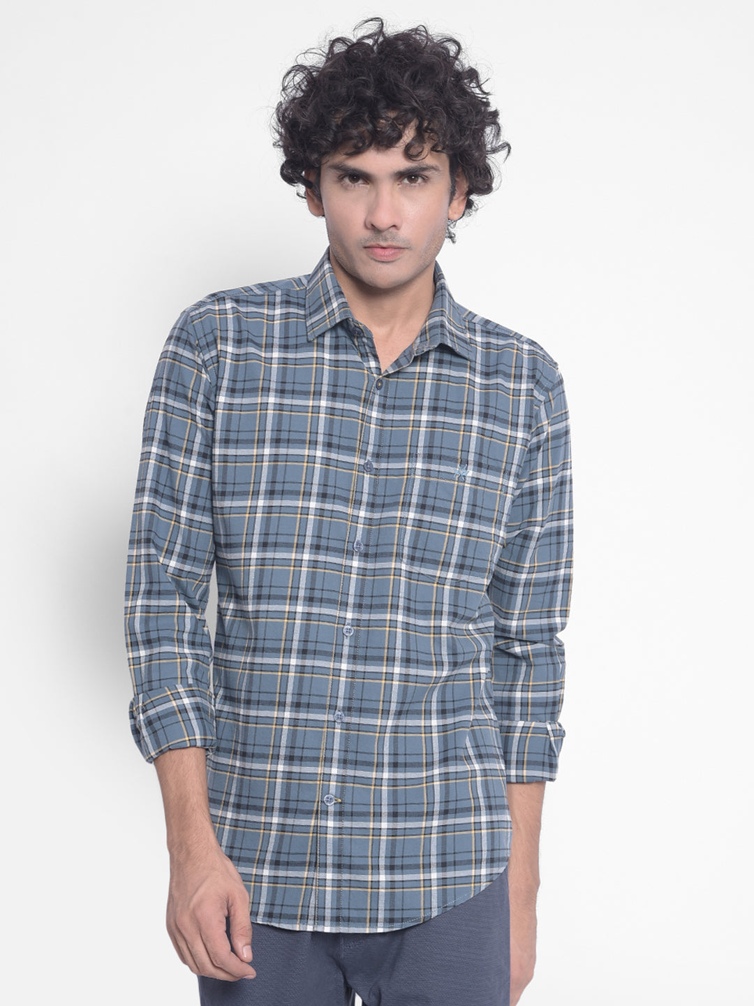 Blue Checked Shirt-Men Shirts-Crimsoune Club