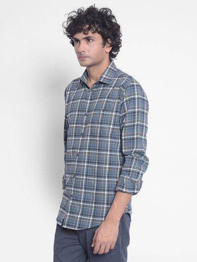 Blue Checked Shirt-Men Shirts-Crimsoune Club