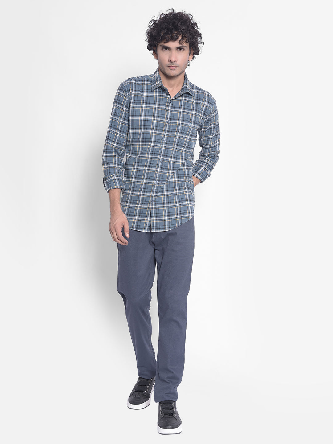 Blue Checked Shirt-Men Shirts-Crimsoune Club