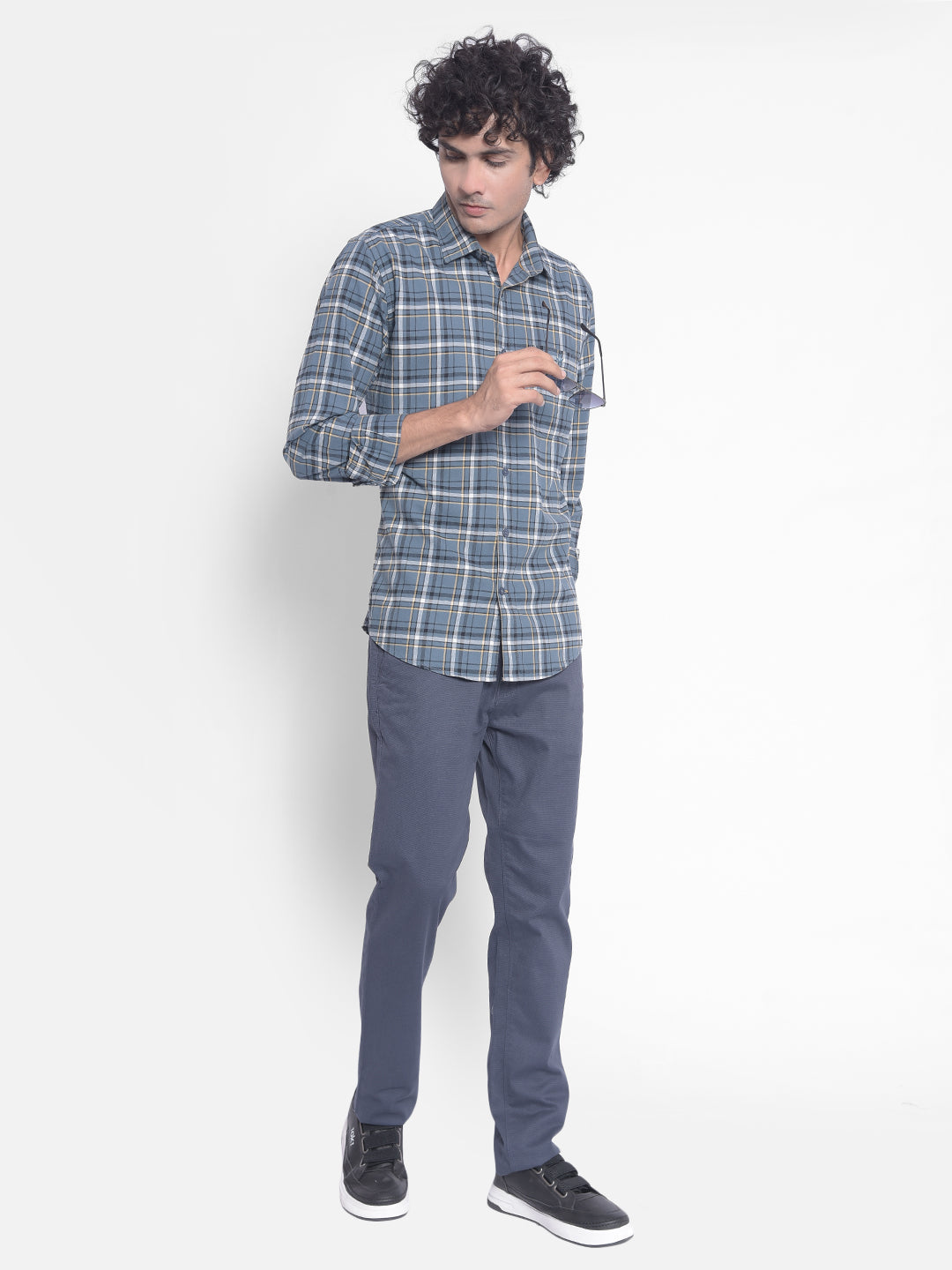 Blue Checked Shirt-Men Shirts-Crimsoune Club