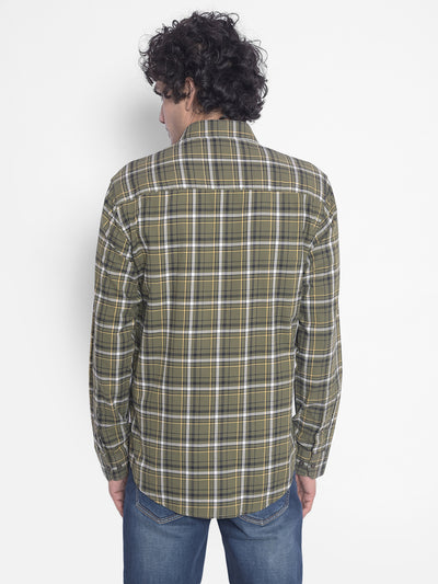 Olive Checked Shirt-Men Shirts-Crimsoune Club