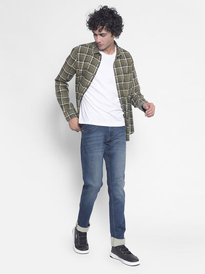 Olive Checked Shirt-Men Shirts-Crimsoune Club