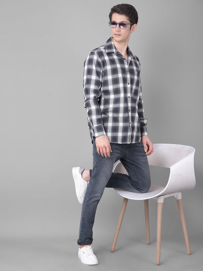 Grey Checked Shirt-Men Shirts-Crimsoune Club