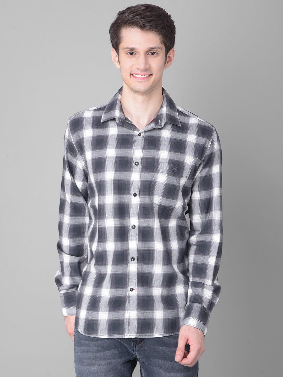 Grey Checked Shirt-Men Shirts-Crimsoune Club