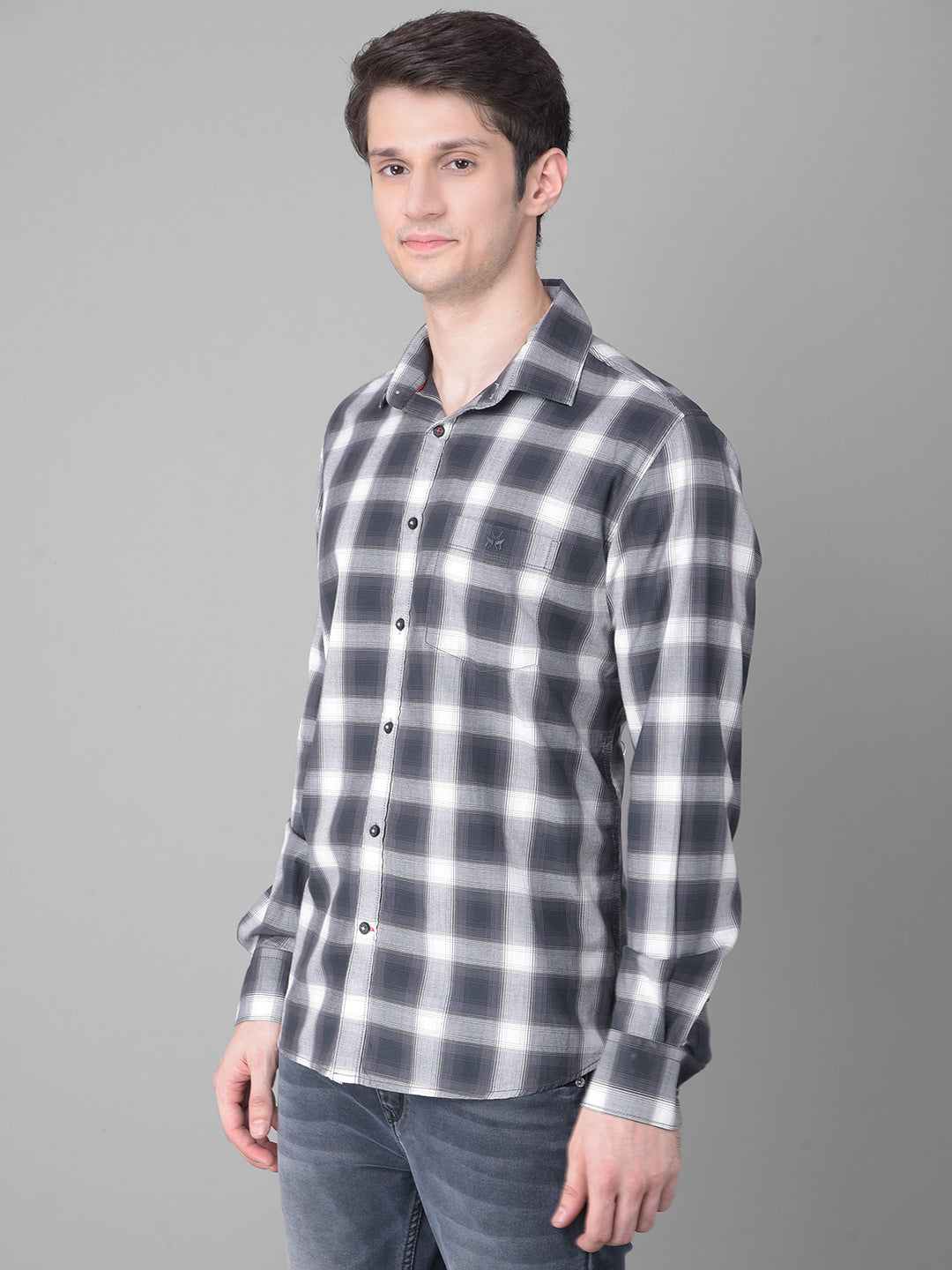 Grey Checked Shirt-Men Shirts-Crimsoune Club