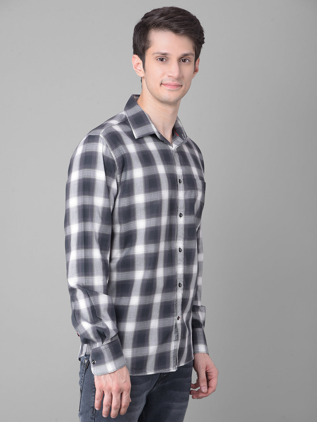 Grey Checked Shirt-Men Shirts-Crimsoune Club