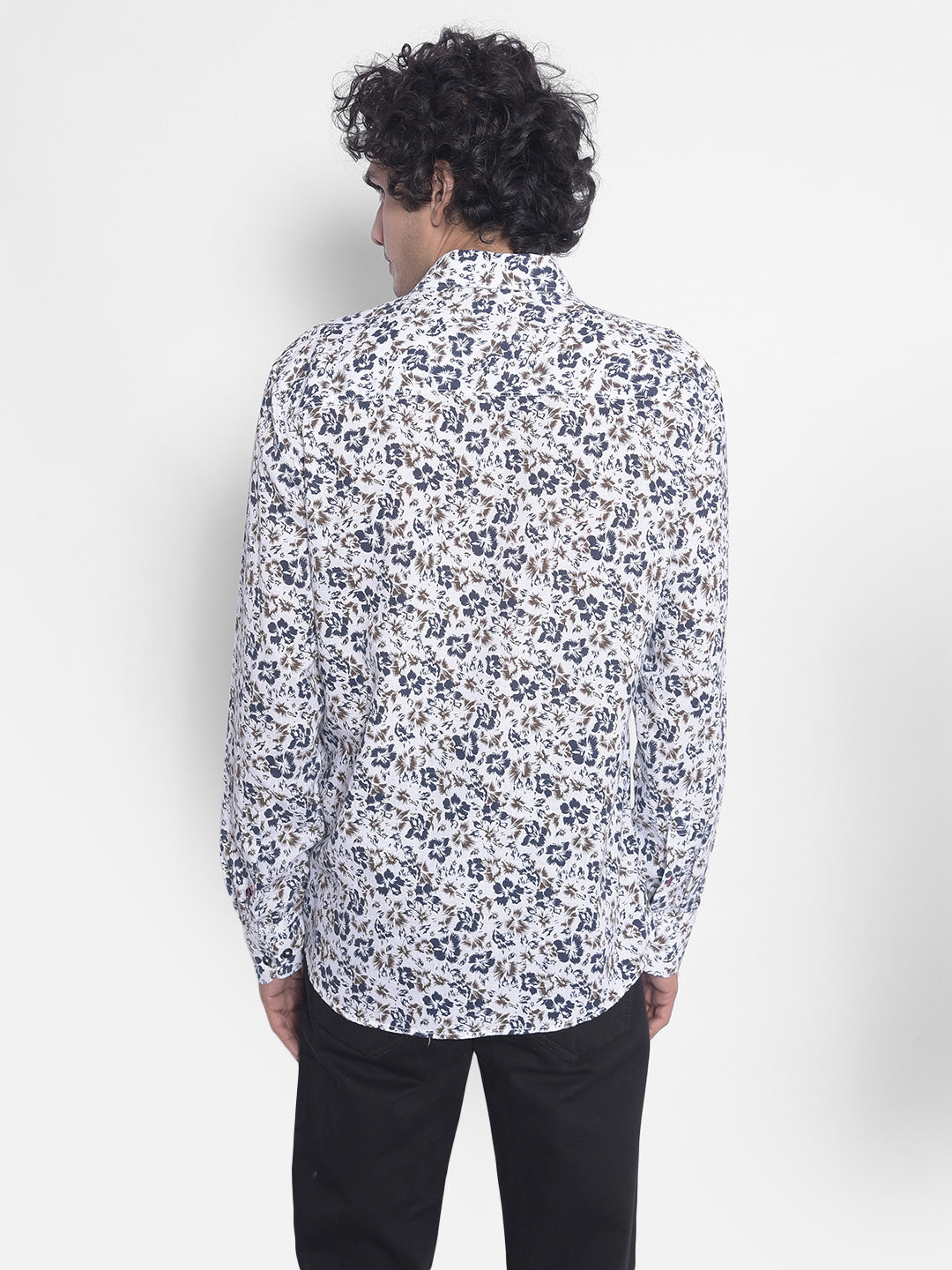 White Floral Shirt-Men Shirts-Crimsoune Club