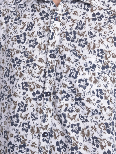 White Floral Shirt-Men Shirts-Crimsoune Club