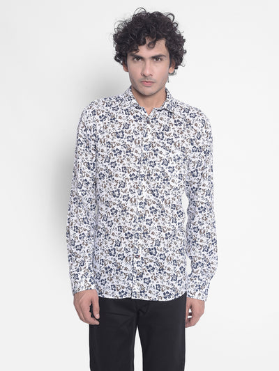 White Floral Shirt-Men Shirts-Crimsoune Club