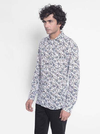 White Floral Shirt-Men Shirts-Crimsoune Club