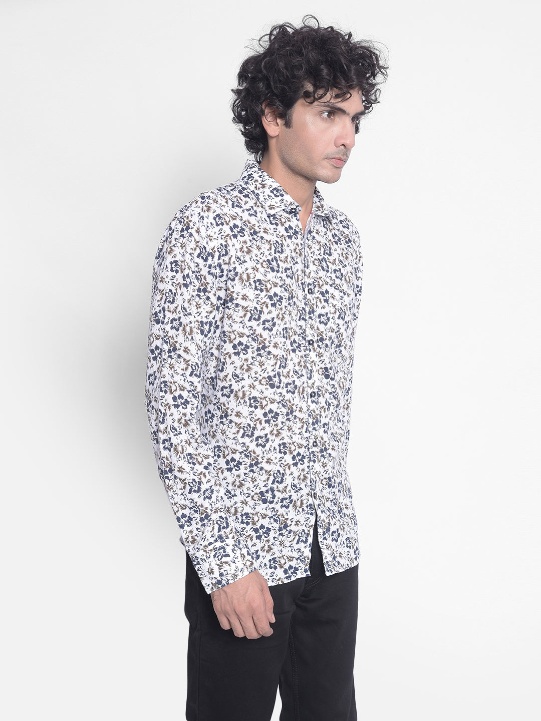 White Floral Shirt-Men Shirts-Crimsoune Club