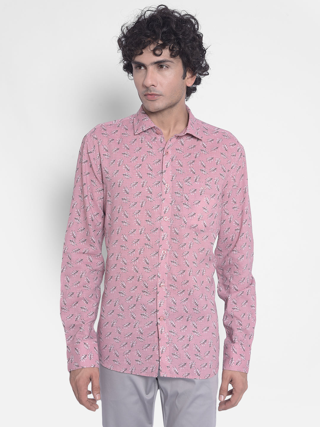 Pink Printed Shirt-Men Shirts-Crimsoune Club