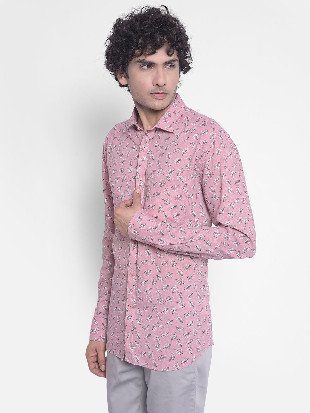 Pink Printed Shirt-Men Shirts-Crimsoune Club