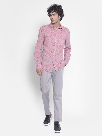 Pink Printed Shirt-Men Shirts-Crimsoune Club