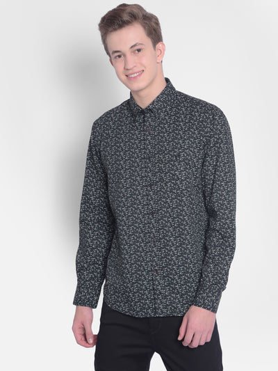 Navy Blue Printed Shirt-Men Shirts-Crimsoune Club